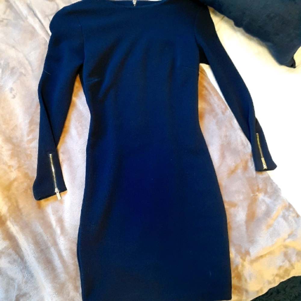 Dynamite Navy Dress with Gold Detailing